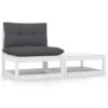 VidaXL 2-delige Loungeset Met Kussens Massief Grenenhout Wit -VIDAXL Winkel 1000035714