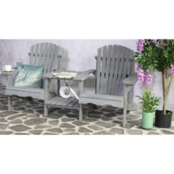 SenS-Line Adirondack Dubbele Tuinstoel - Hout - Grijs -VIDAXL Winkel 1000038286 0103