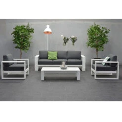Garden Impressions Plaza 3-zits Lounge Tuinbank - Mat Wit -VIDAXL Winkel 1000040935 0102