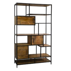 Industriële Kast Mateo 120x200 Cm - 40x120x202 Cm - Mangohout - Bruin