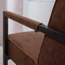 Industriële Leren Fauteuil Bruin Tiger - Leder - Bruin -VIDAXL Winkel 1000041946 0103