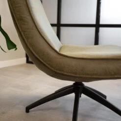 Industriële Draaibare Fauteuil Groen Tommy Eco Leer - Leder - Groen -VIDAXL Winkel 1000041965 0103