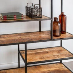 Industriële Boekenkast Sparrow Hout 80 X 188 - 35x80x188 Cm - Mangohout - Bruin -VIDAXL Winkel 1000042297 0103