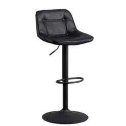 Industriële Barkruk Jason Zwart - Zithoogte 59 Cm - Kunstleder - Zwart