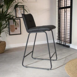 Industriële Barkruk Jelle Antraciet - Zithoogte 65 Cm - Stof - Grijs