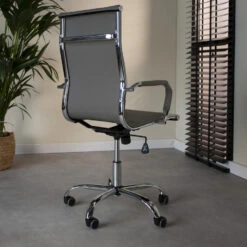 Industriële Bureaustoel Matt Grijs Hoog - 50x55x112 Cm - Kunstleder - Grijs -VIDAXL Winkel 1000042401 0101