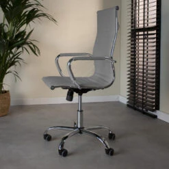 Industriële Bureaustoel Matt Grijs Hoog - 50x55x112 Cm - Kunstleder - Grijs -VIDAXL Winkel 1000042401 0102