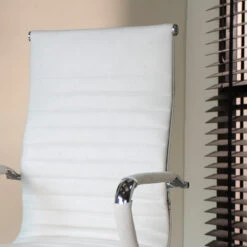 Industriële Bureaustoel Matt Wit Hoog Ecoleder - 50x55x112 Cm - Leder - Wit -VIDAXL Winkel 1000042412 0101