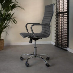 Industriële Bureaustoel Matt Grijs Stof Hoog - 50x55x112 Cm - Stof - Grijs -VIDAXL Winkel 1000042421 0101