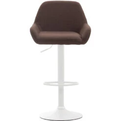 CLP Set Van 2 Barkrukken Braga Wit Frame Stof - Bruin -VIDAXL Winkel 1000043300 0102