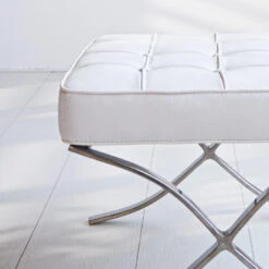 Expo Hocker Wit Premium Leer - Leder - Wit -VIDAXL Winkel 1000046062 0102