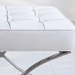 Expo Hocker Wit Premium Leer - Leder - Wit -VIDAXL Winkel 1000046062 0103