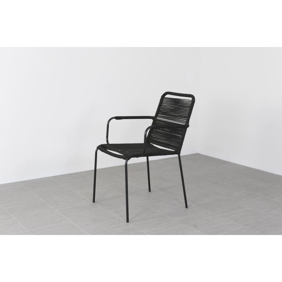 VDG Denver Rope Stapelbare Tuinstoel - Zwart 3 VDG Denver Rope Stapelbare Tuinstoel - Zwart - Afbeelding 3