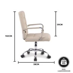 Xairo Milaan - Bureaustoel - Stof - Crème -VIDAXL Winkel 1000050225 0103