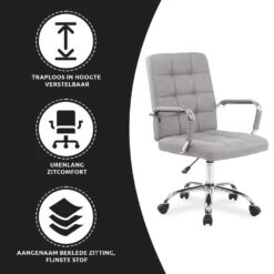 Xairo Milaan - Bureaustoel - Stof - Grijs -VIDAXL Winkel 1000050229 0102