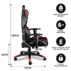 Ocazi Chicago Gaming Stoel - Bureaustoel - Zwart/Rood -VIDAXL Winkel 1000050275 0102