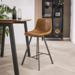 Giga Meubel Barstoel Bruin - PU-Leer - Plat Frame - Stoel Zig-Zag -VIDAXL Winkel 1000052098 0102