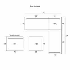 Garden Impressions Lyon Loungeset 4-delig - Donker Grijs -VIDAXL Winkel 1000052375 0103