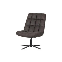 WOOOD Dirkje Draaifauteuil - Leerlook - Zwart - 101x70x85 -VIDAXL Winkel 1000052486 0103