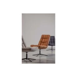 WOOOD Dirkje Draaifauteuil - Leerlook - Cognac - 101x70x85 -VIDAXL Winkel 1000052487 0102