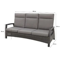 VDG Darwin Wicker Verstelbare 3-zits Loungebank - Antraciet -VIDAXL Winkel 1000052979 0101