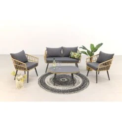 Garden Impressions Franklin Rotan Loungeset - Carbon Black -VIDAXL Winkel 1000053067 0102