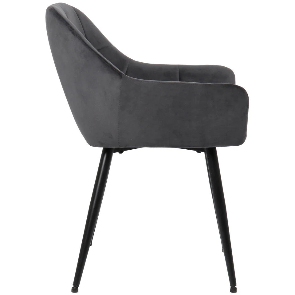 CLP Eetkamerstoel Emia Fluweel Grijs 3 CLP Eetkamerstoel Emia Fluweel Grijs - Afbeelding 3