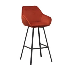 Barkruk Elise Velvet Roest Draaibaar Met Armleuning Zithoogte 79 Cm Stof