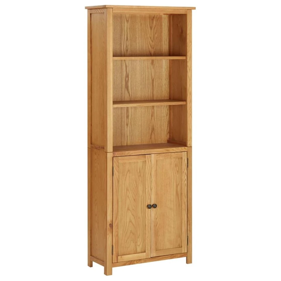 VidaXL Boekenkast Met 2 Deuren 70x30x180 Cm Massief Eikenhout 1 VidaXL Boekenkast Met 2 Deuren 70x30x180 Cm Massief Eikenhout