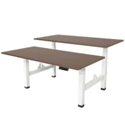 Elektrisch Verstelbaar Duo Bureau - 160x80 Cm - Two Dual Motor - Wit / Donker E