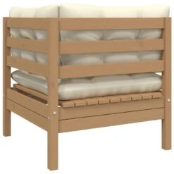 VidaXL Tuinbank 2-zits Met Crèmekleurige Kussens Massief Grenenhout -VIDAXL Winkel 1000056405 0103