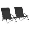 VidaXL Strandstoelen 2 St Inklapbaar Stof Zwart -VIDAXL Winkel 1000056430