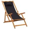 VidaXL Strandstoel Inklapbaar Massief Eucalyptushout En Stof Zwart -VIDAXL Winkel 1000056436