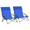 VidaXL Strandstoelen 2 St Inklapbaar Stof Blauw -VIDAXL Winkel 1000056442