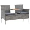 VidaXL Tuinbank 2-zits Met Tafeltje 143 Cm Poly Rattan Grijs -VIDAXL Winkel 1000056492