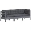 VidaXL Tuinbank 3-zits Met Antraciet Kussens Massief Grenenhout -VIDAXL Winkel 1000056805