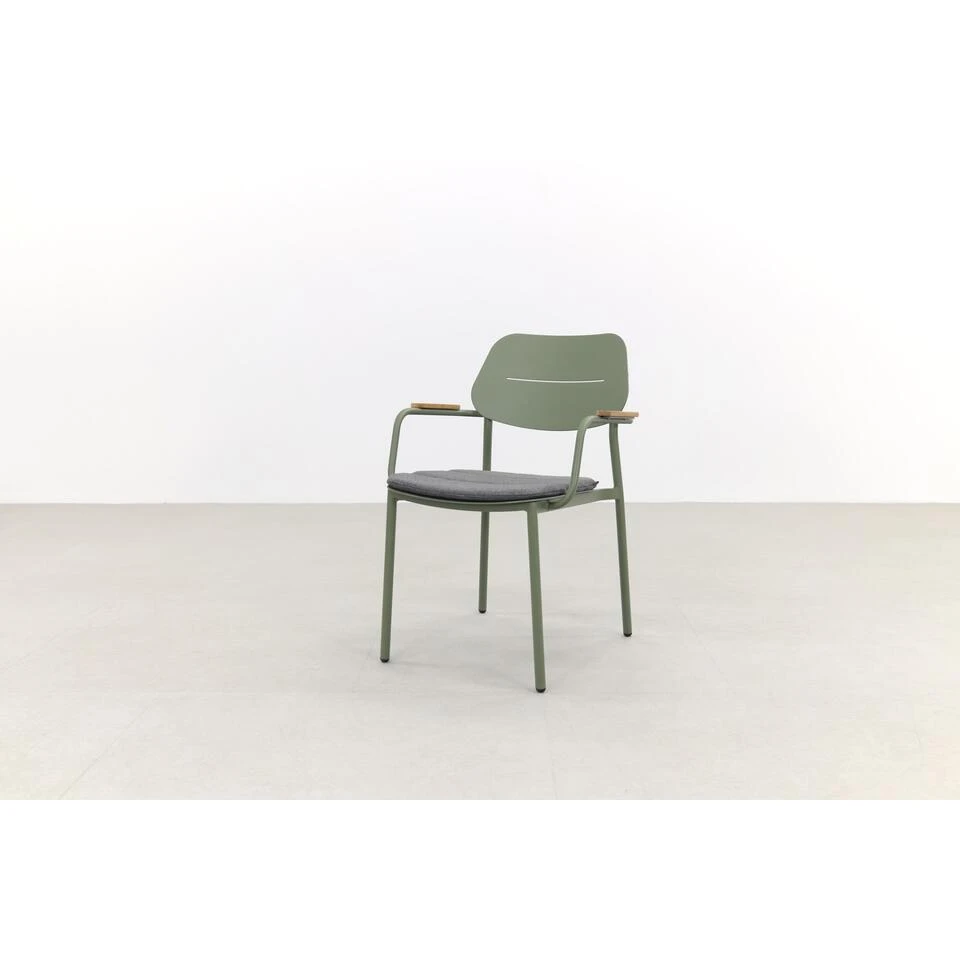 GreenChair Courage Dining Chair - Teak Armleuning - Green 2 GreenChair Courage Dining Chair - Teak Armleuning - Green - Afbeelding 2