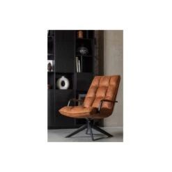 WOOOD Jouke Draaifauteuil Met Armleuning - Kunstleer - Cognac - 96x70x85 -VIDAXL Winkel 1000062312 0102