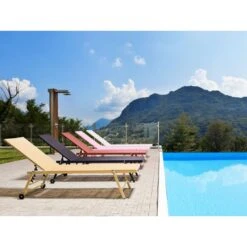 Beliani Tuinligstoel PORTOFINO - Geel Aluminium, Textiel -VIDAXL Winkel 1000064590 0103