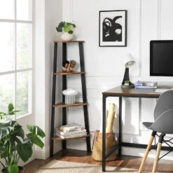 Boekenkast - Hoekkast - 4 Legplanken - 34x125x34 Cm - Vintage Bruin -VIDAXL Winkel 1000068083 0102