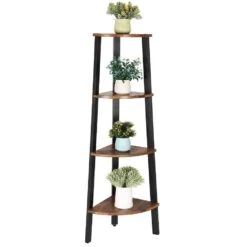 Boekenkast - Hoekkast - 4 Legplanken - 34x125x34 Cm - Vintage Bruin
