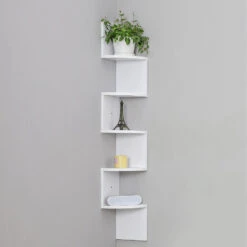 Boekenrek - Zigzag - Moderne Look - 20x127.5x20 Cm - Wit -VIDAXL Winkel 1000068084 0102