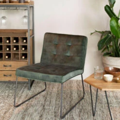 Giga Meubel Fauteuil Stof Groen - 69x55,5x75cm - Stoel Clark -VIDAXL Winkel 1000068567 0102