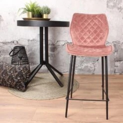 DS4U® Ruby Barkruk Velvet - Stof - Roze -VIDAXL Winkel 1000069079 0102