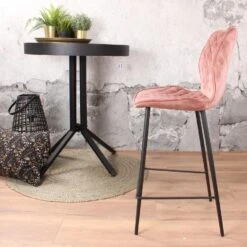 DS4U® Ruby Barkruk Velvet - Stof - Roze -VIDAXL Winkel 1000069079 0103