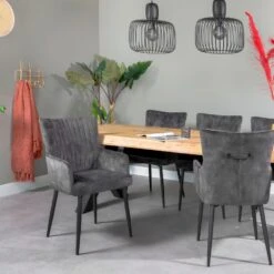 Robert Eetkamerstoel Met - Stof - Grijs -VIDAXL Winkel 1000069434 0103