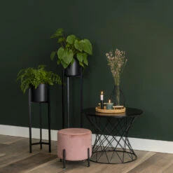 QUVIO Poef Met Vier Metalen Poten - Velvet - Vintage Roze -VIDAXL Winkel 1000071931 0103