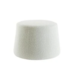 Poef Lauryn - Wit Bouclé - Ø59cm