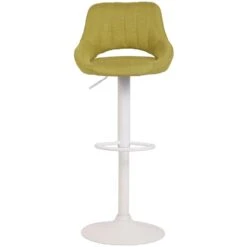 CLP Barkruk Milet Frame Wit Stof Groen -VIDAXL Winkel 1000073454 0101