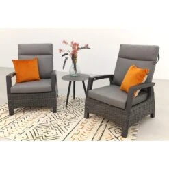 VDG Darwin Verstelbare Loungestoelen + Bijzettafel Rond - Antraciet -VIDAXL Winkel 1000074422 0102